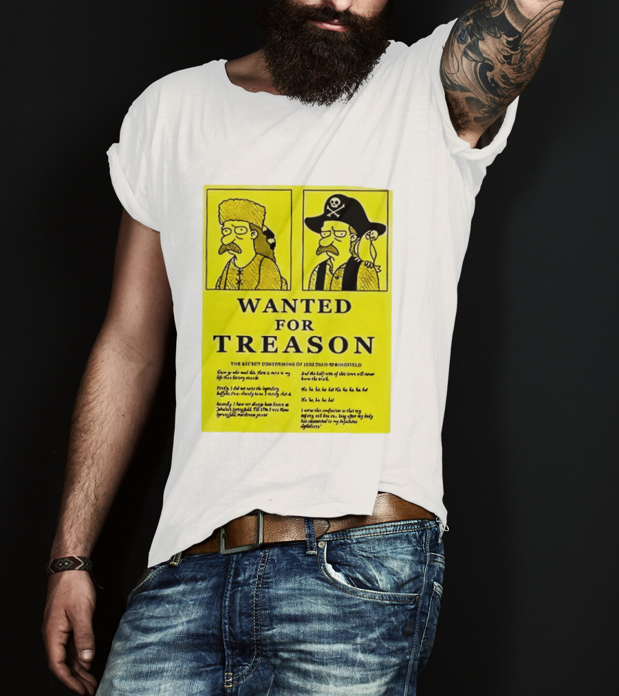 Wanted For Treason Kirk Van Houten Pirate And Russian Hat Cartoon Wanted T-Shirt