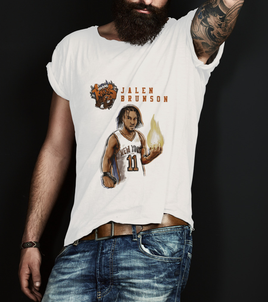 New York Knicks Jalen Brunson Flame 11 T-Shirt