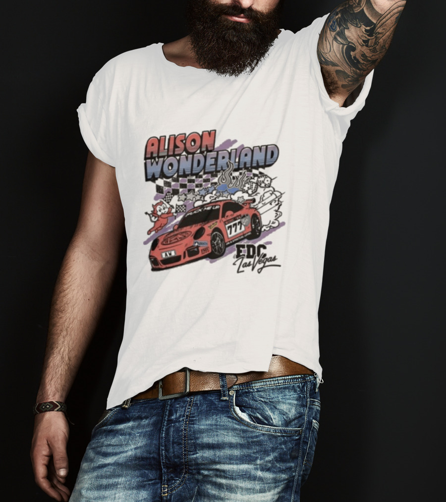 Alison Wonderland Racing 777 EDC Las Vegas Checkered Pink Car T-Shirt