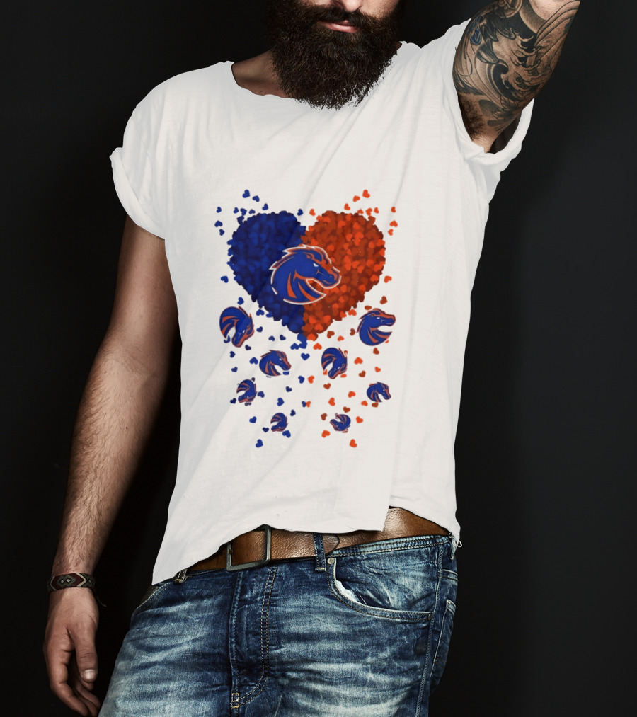 Heart Of Boise State Broncos Football 2026 Blue Orange Passion T-Shirt