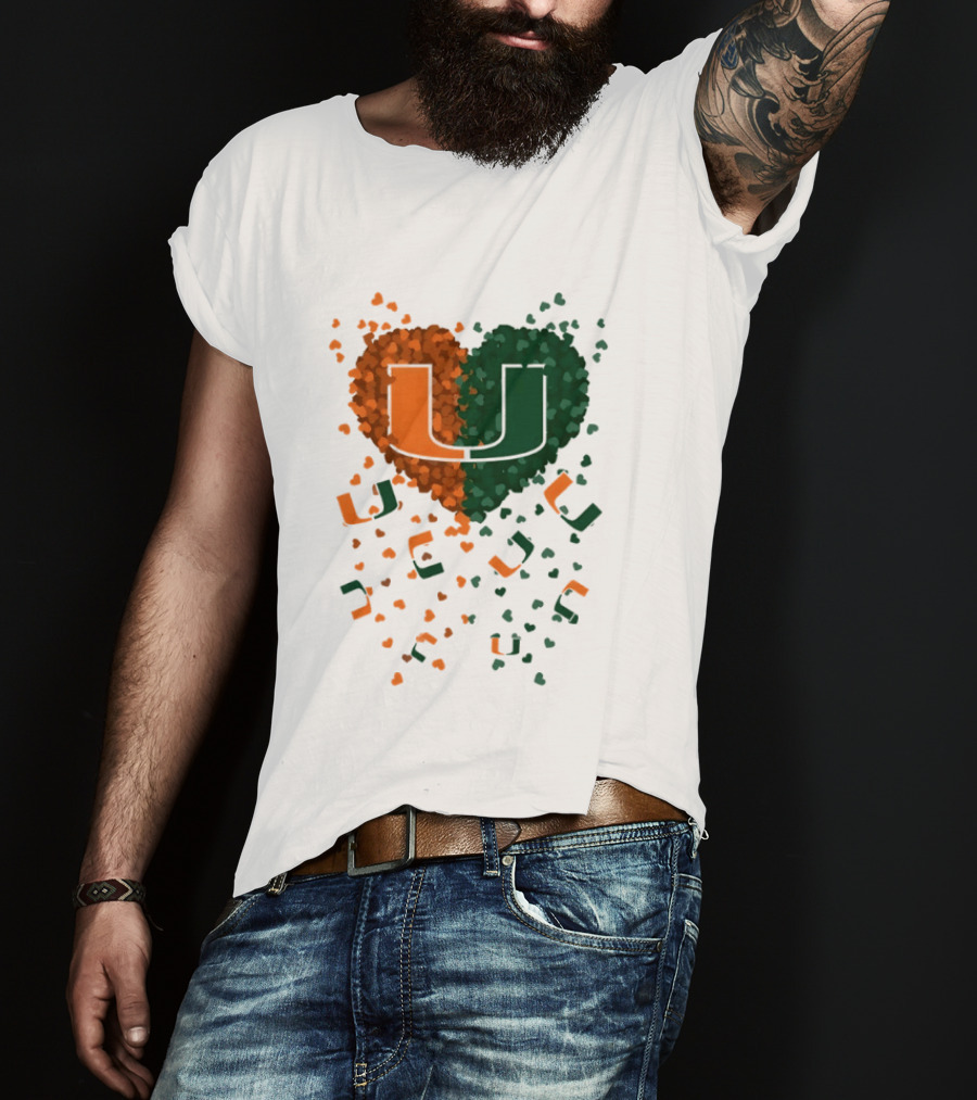 Heart Of Miami Hurricanes 2026 U Logo Football Celebration T-Shirt