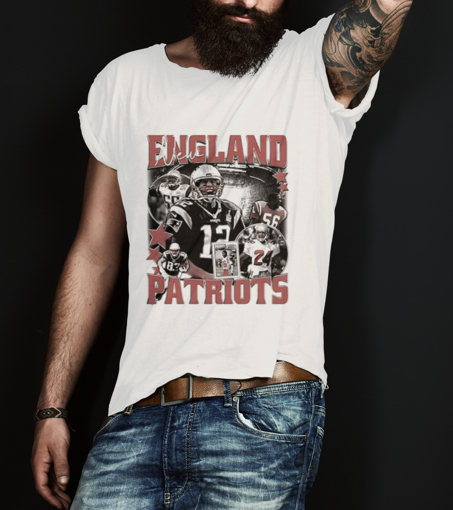 New England Patriots Vintage 90s Football Style Bootleg T-Shirt