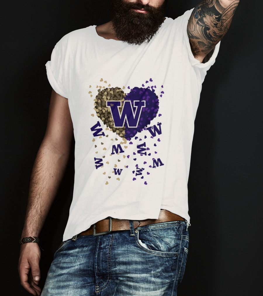 W Washington Huskies Heart 2026 Football Celebration T-Shirt