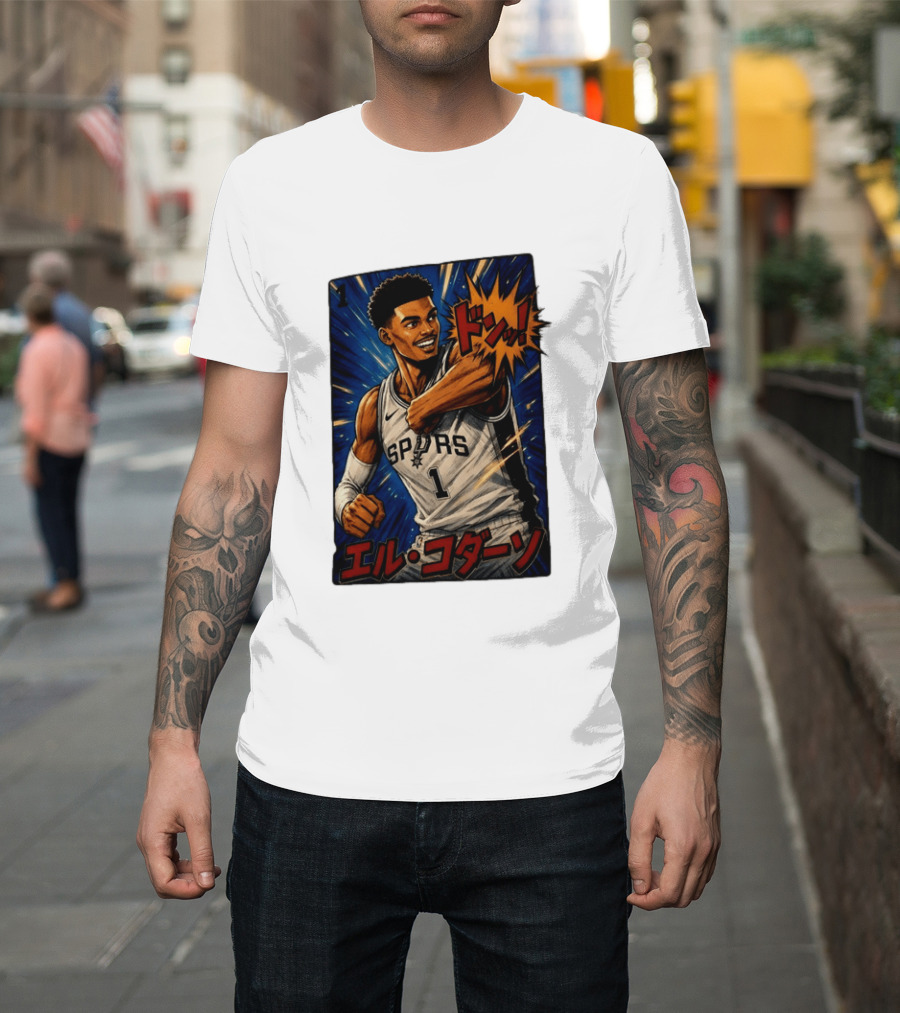 El Codazo Victor Wembanyama San Antonio Spurs Basketball Manga Style Japanese T-Shirt
