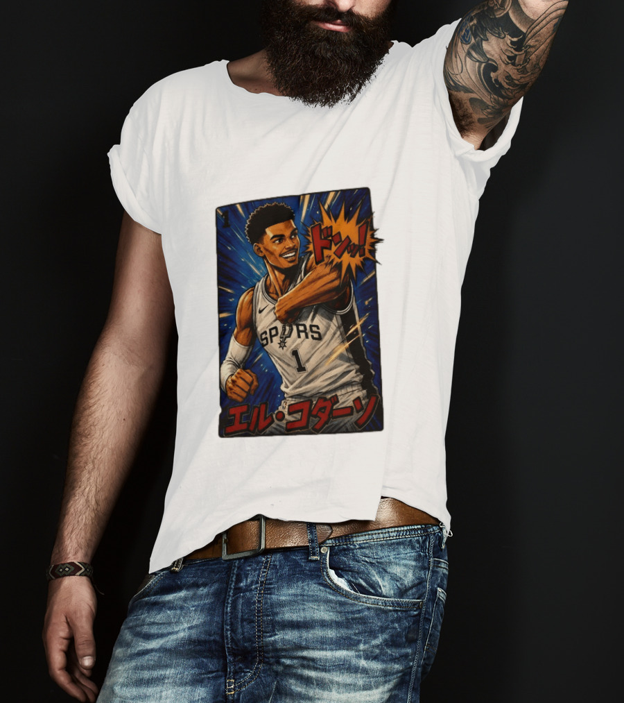 El Codazo Victor Wembanyama San Antonio Spurs Basketball Manga Style Japanese T-Shirt