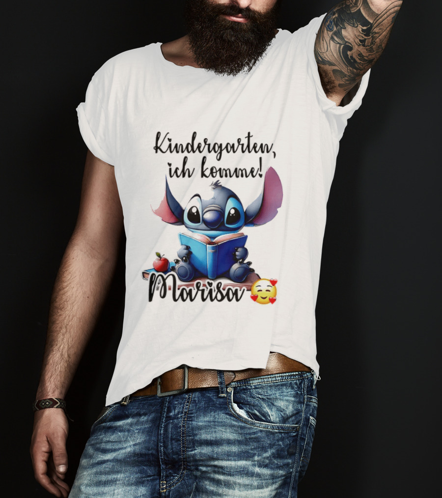 Kindergarten Ich Komme Marisa Blue Alien Book Reading T-Shirt