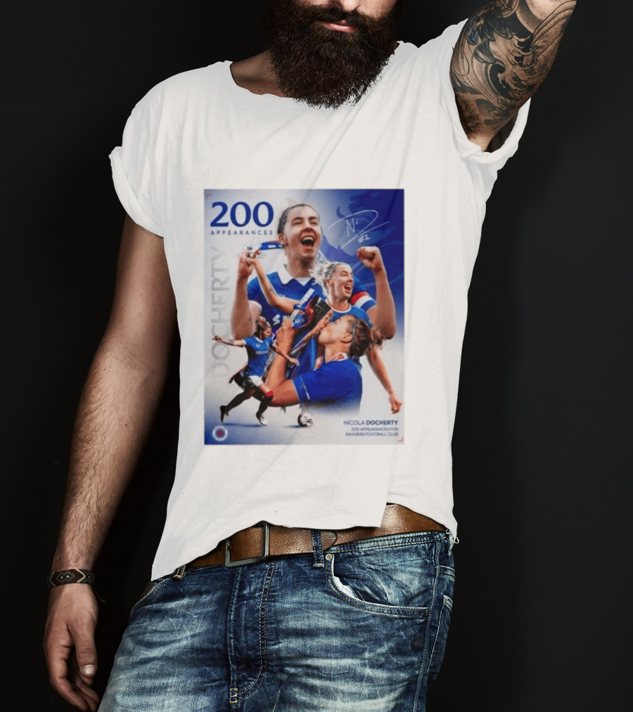 Nicola Docherty 200 Appearances Rangers Football Club Celebration T-Shirt