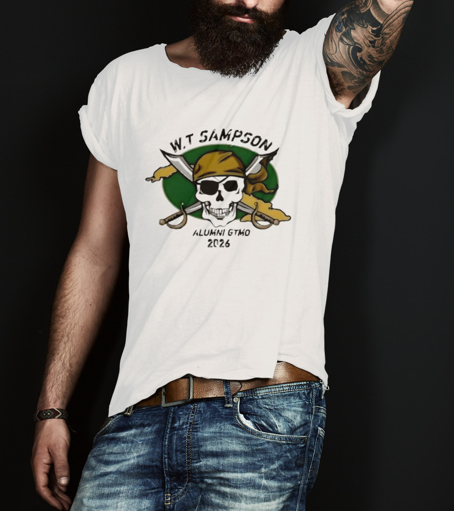 W Sampson Alumni GTMO 2026 Skull Swords Bandana T-Shirt