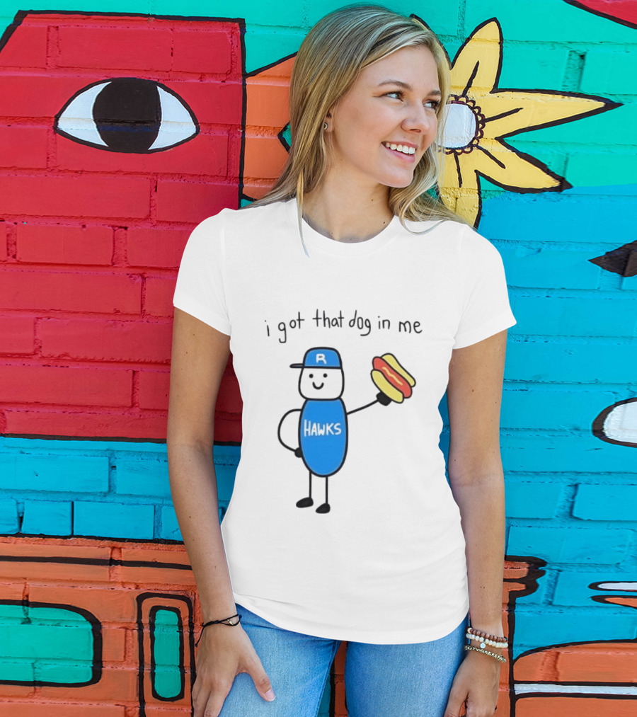 Edmonton Riverhawks I Got That Dog In Me Hot Dog Baseball Stick Figure T-Shirt