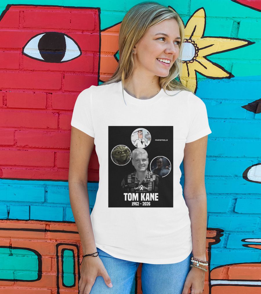 Rest In Peace Tom Kane 1962 2026 Animefeels Yoda T-Shirt