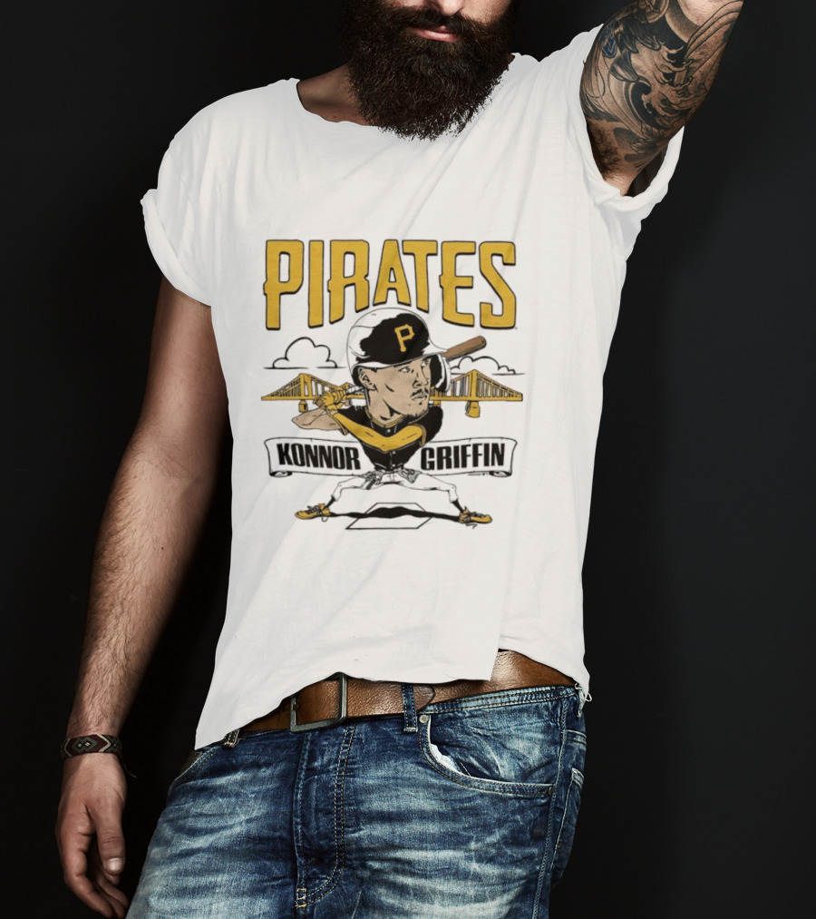 Pittsburgh Pirates Konnor Griffin Caricature Swing With Bridges T-Shirt