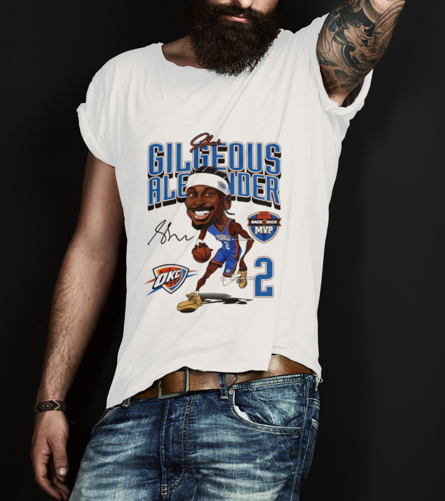 Shai Gilgeous Alexander OKC Thunder Back 2 Back MVP Number 2 Caricature T-Shirt