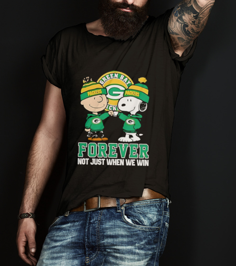 Peanuts Charlie Brown Snoopy Green Bay Packers Forever Not Just When We Win T-Shirt