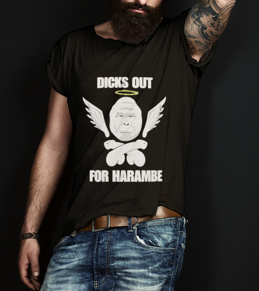 Gorilla With Wings Halo Dicks Out For Harambe T-Shirt