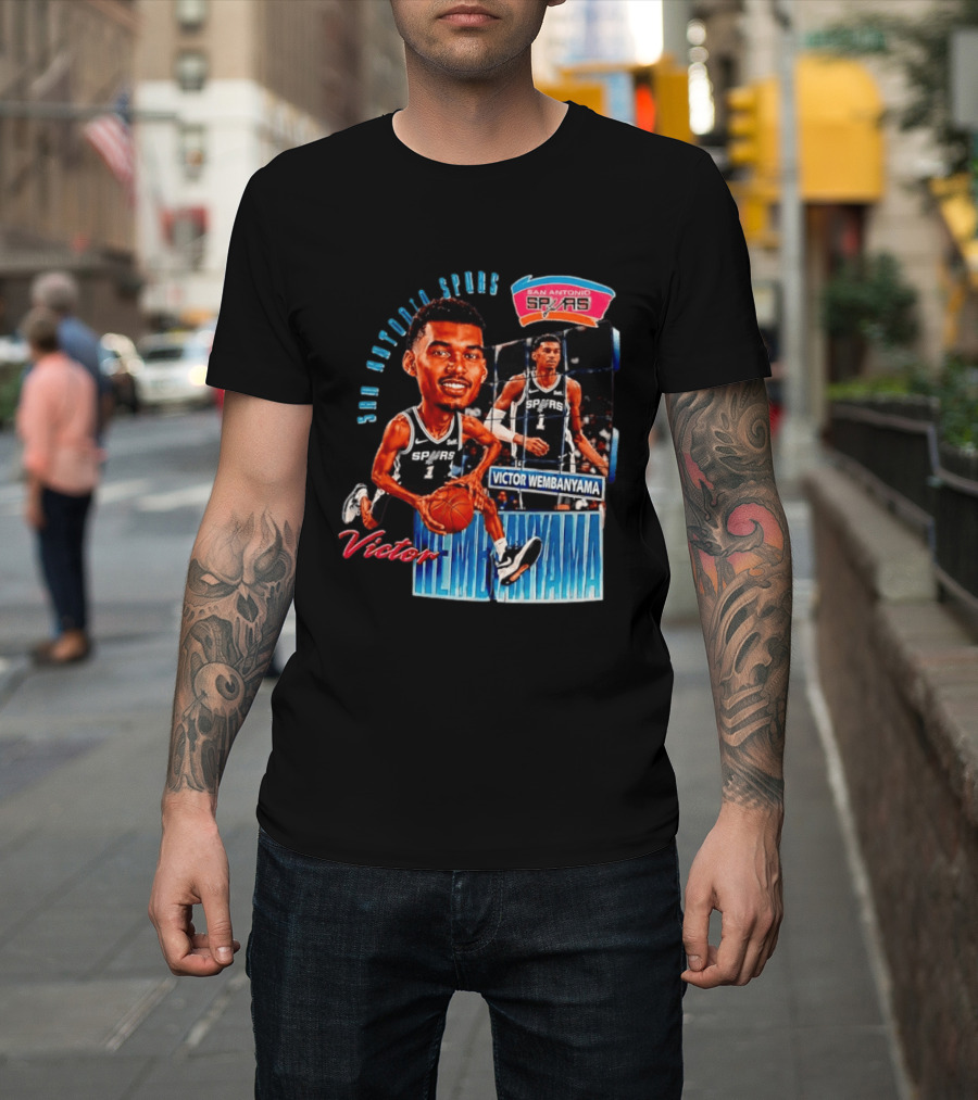 San Antonio Spurs Victor Wembanyama Basketball Caricature T-Shirt