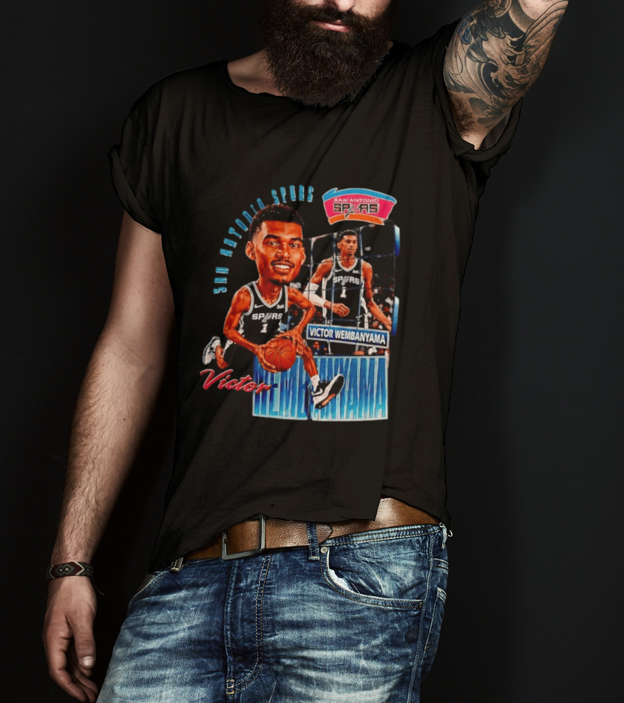 San Antonio Spurs Victor Wembanyama Basketball Caricature T-Shirt
