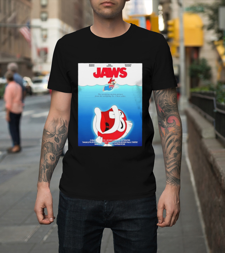 Mario Jaws Big Bertha Bowser Koopa Movie T-Shirt