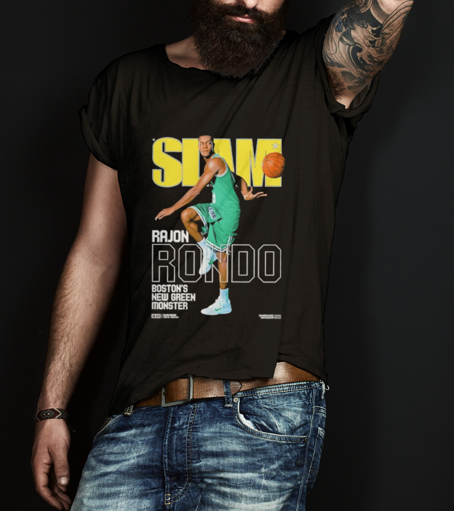 Slam Magazine Cover Rajon Rondo Boston New Green Monster Basketball T-Shirt
