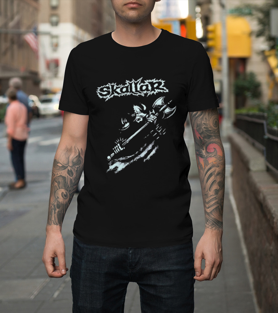 Skallar Death Metal Band Skull Axe T-Shirt