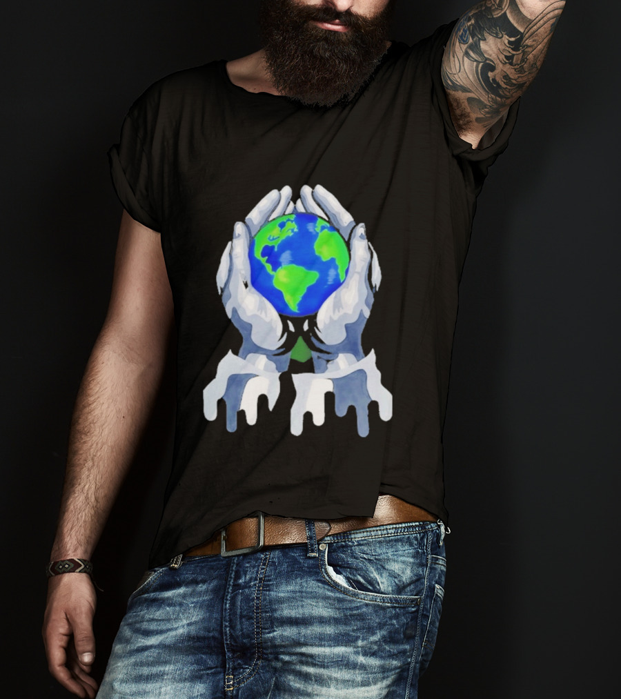 The Earth Lies In Our Hands Eco Friendly Planet Guardians T-Shirt