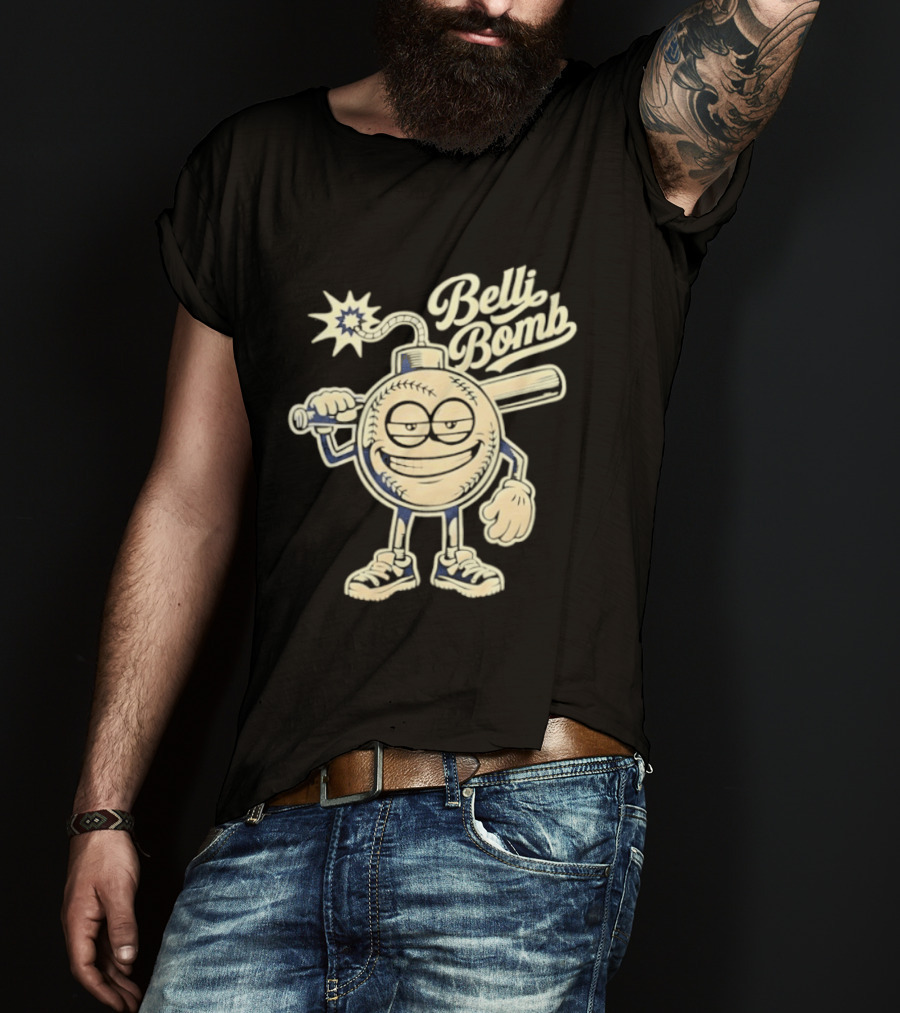 Belli Bomb Baseball Cartoon Bat T-Shirt