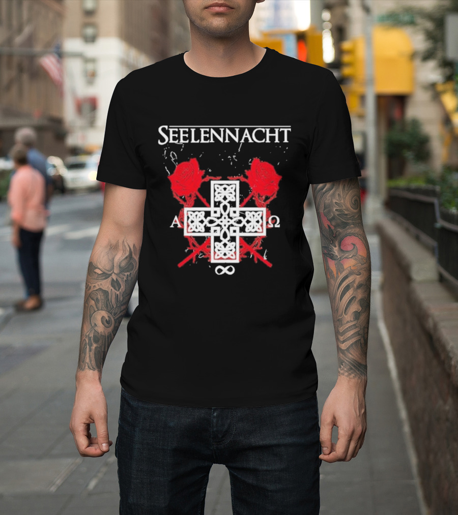 Seelennacht Celtic Cross Red Roses Alpha Omega Infinity T-Shirt