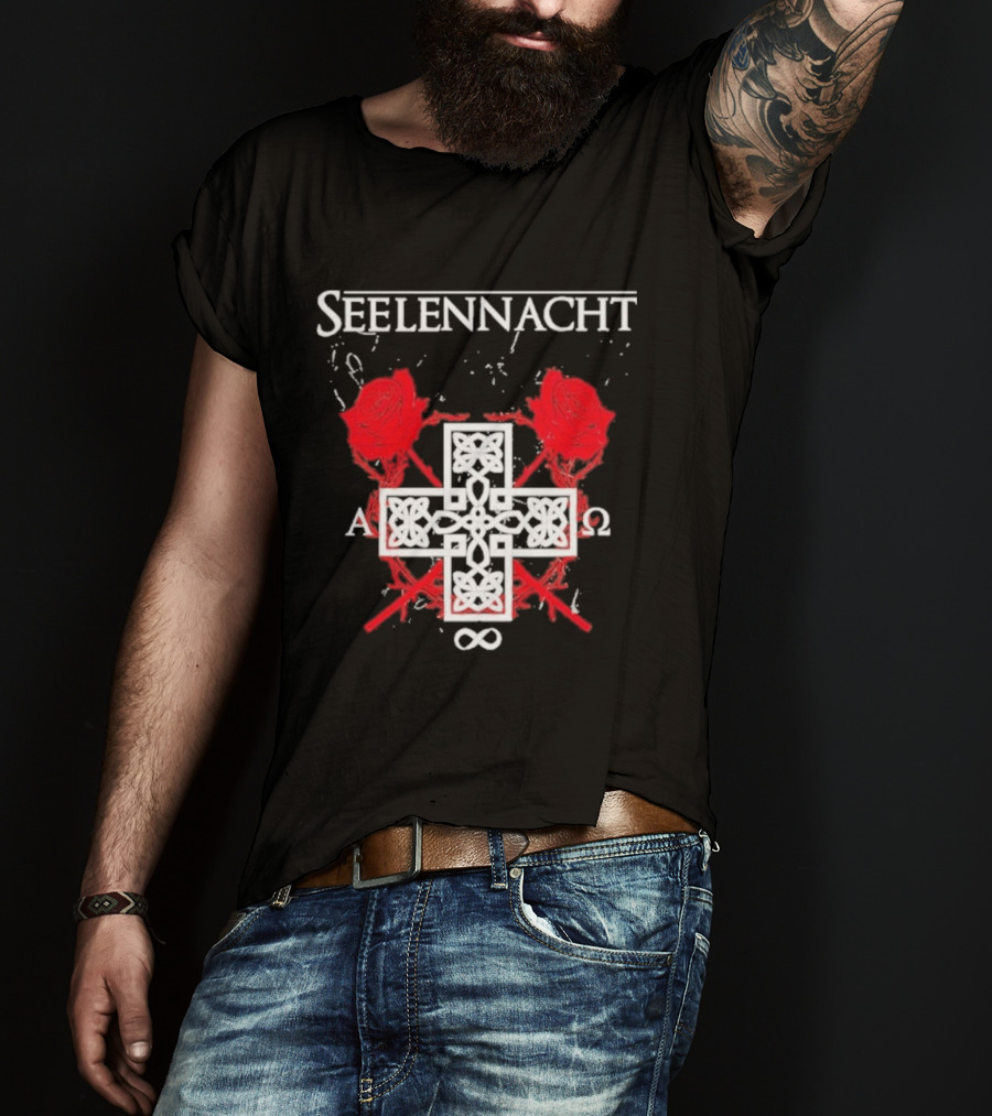 Seelennacht Celtic Cross Red Roses Alpha Omega Infinity T-Shirt