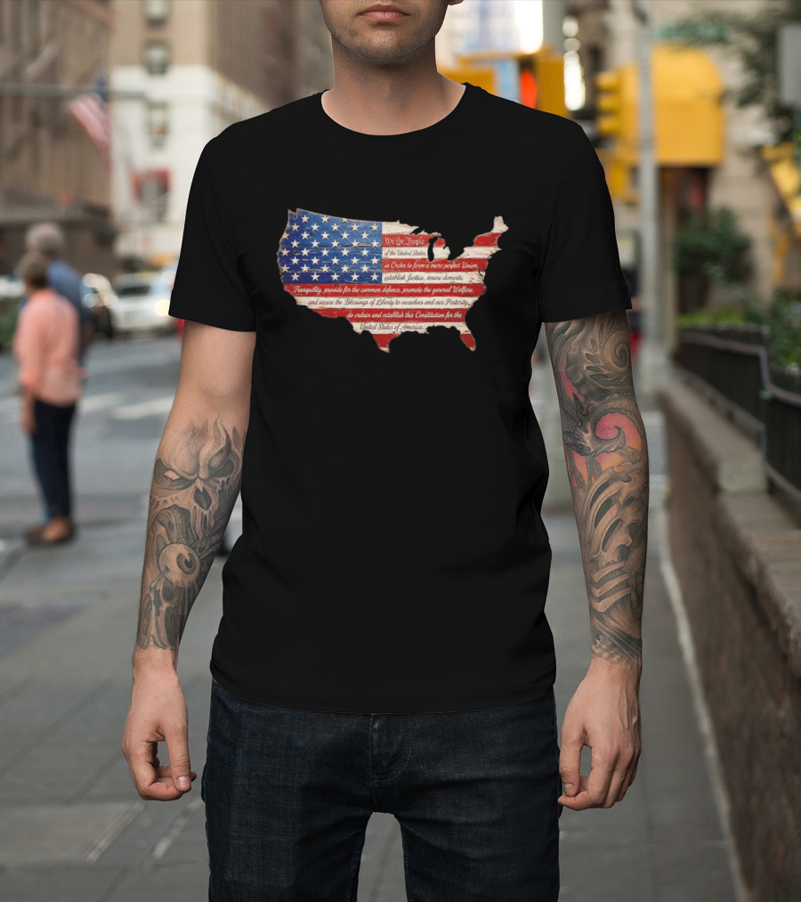We The People Flag Map Of The United States Constitution T-Shirt