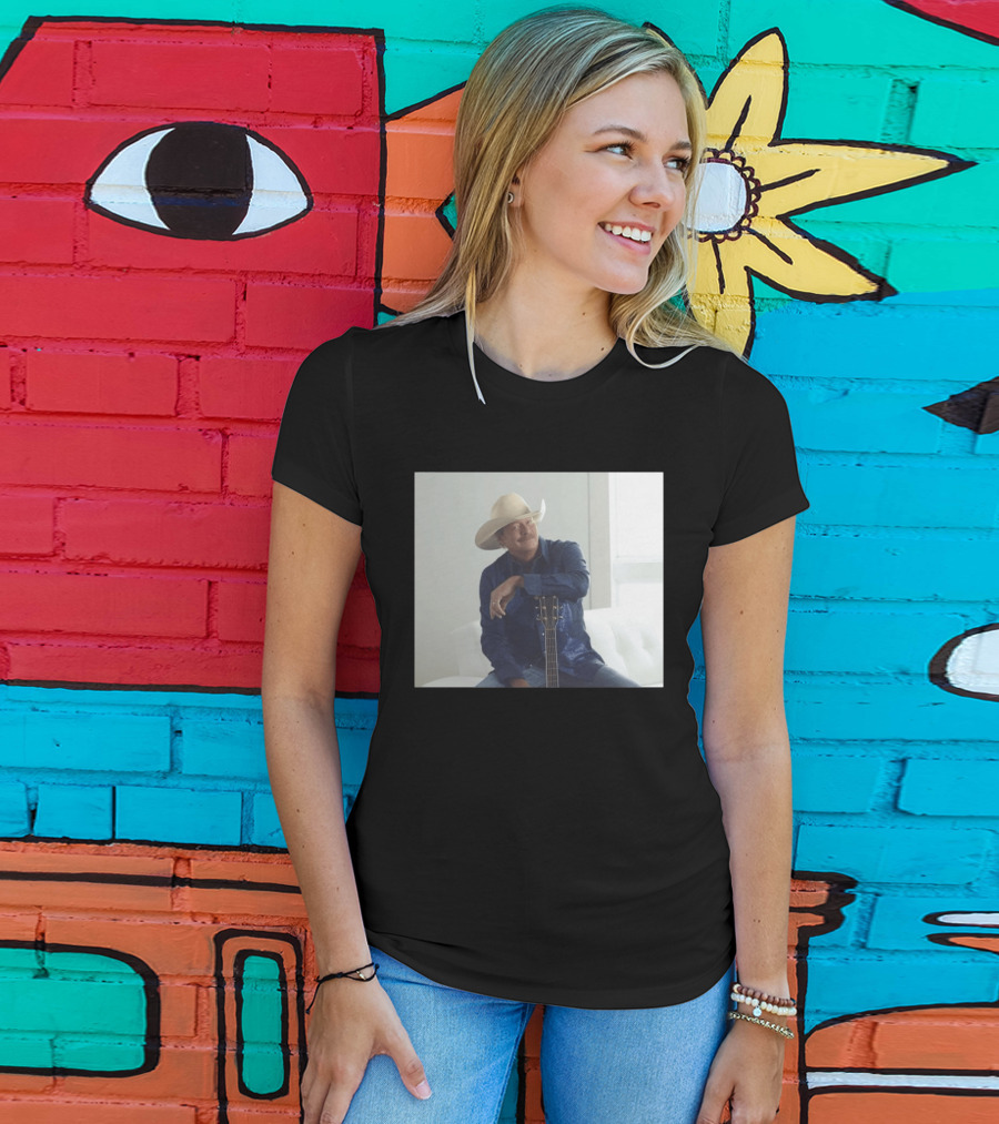 Alan Jackson I Want To Stroll Over Heaven With You White Hat Blue Guitar T-Shirt