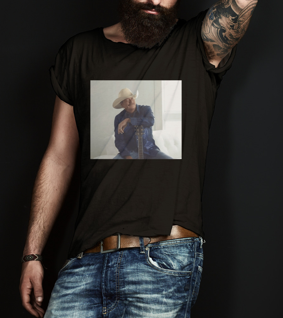 Alan Jackson I Want To Stroll Over Heaven With You White Hat Blue Guitar T-Shirt