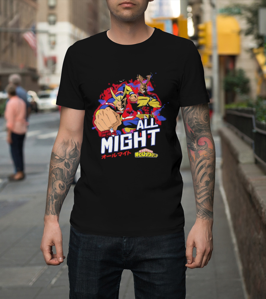 All Might My Hero Academia Anime Hero Iconic Character Art Quirk One For All T-Shirt