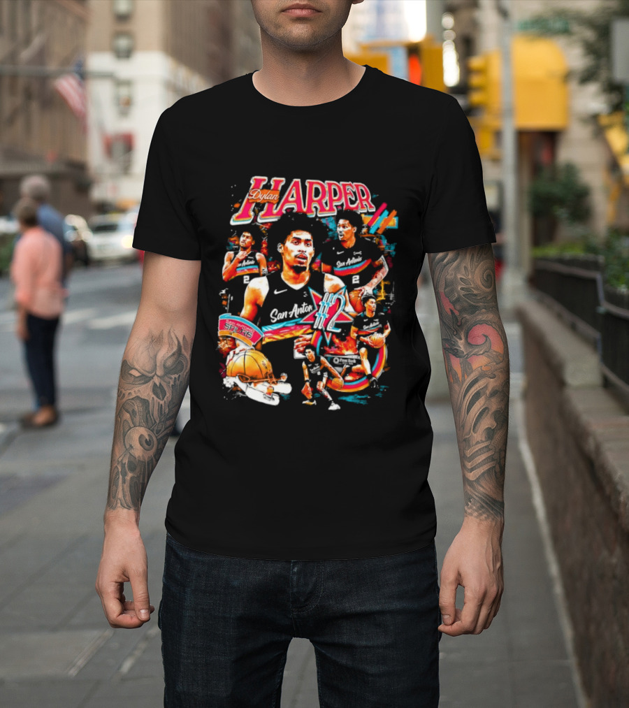 Dylan Harper San Antonio Spurs Basketball Number 2 T-Shirt