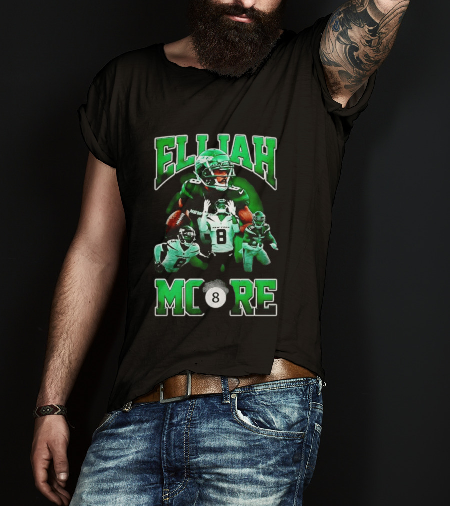 Elijah Moore New York Jets Number 8 NFL Team Player T-Shirt