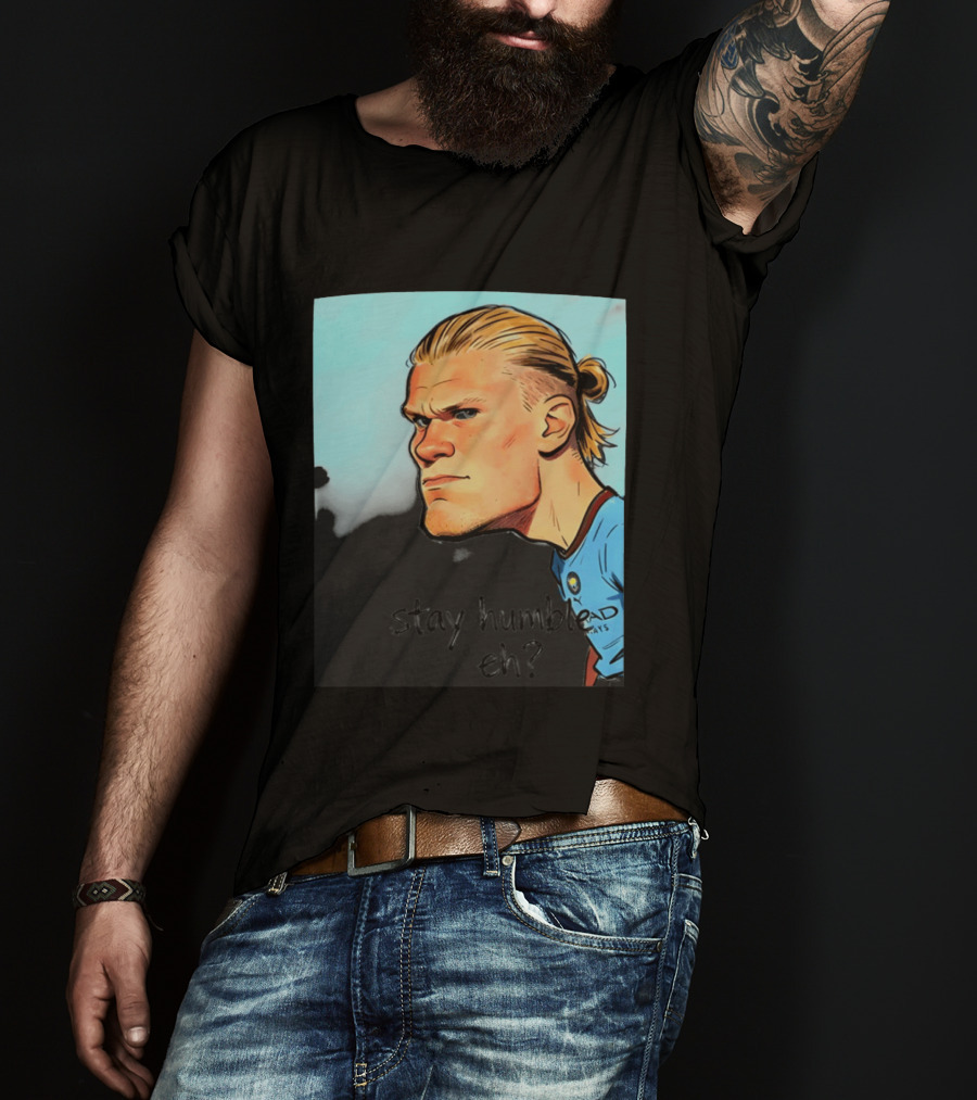 Erling Haaland Cartoon Manchester City Stay Humble Eh T-Shirt