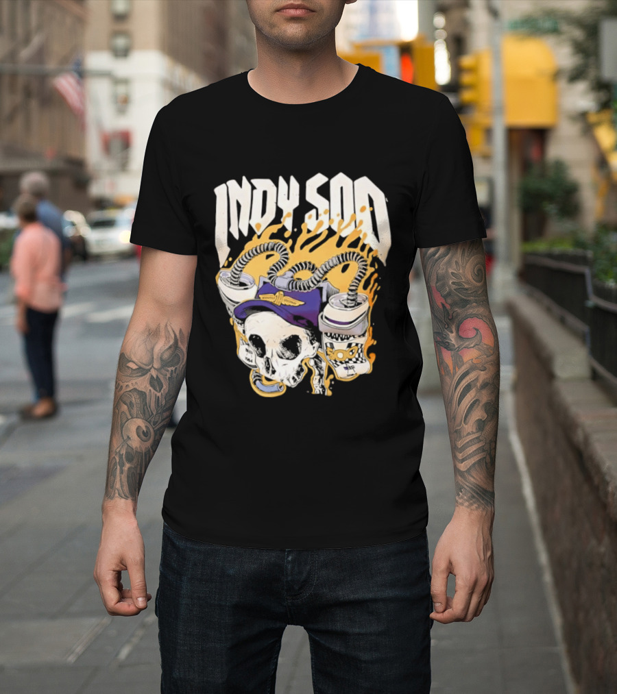 Indy 500 Skull Cap Beer Drinking Racing T-Shirt