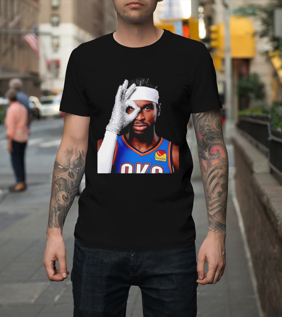 Shai Gilgeous Alexander Oklahoma City Thunder Clutch Player Of The Year 2026 Glitter Gloves Houta OKC T-Shirt