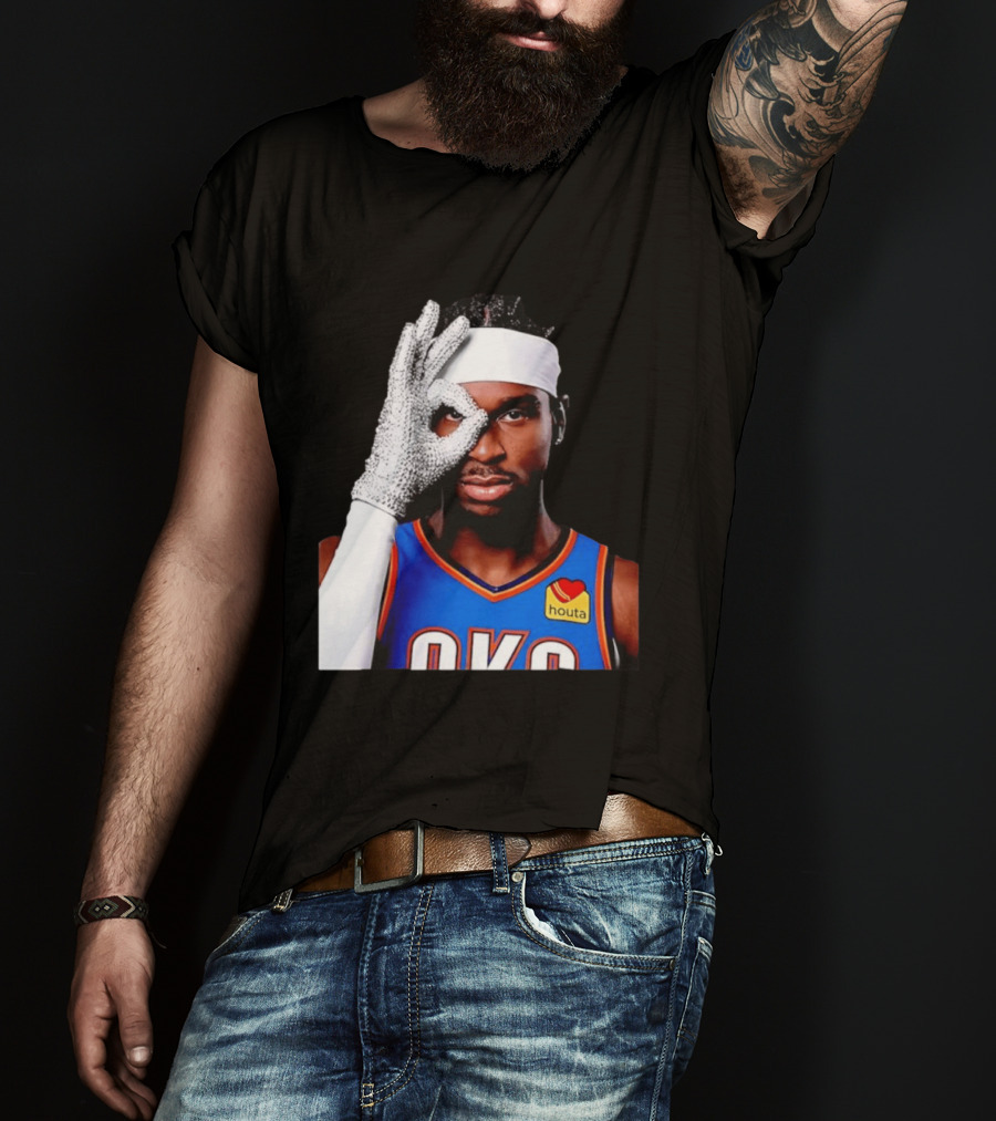 Shai Gilgeous Alexander Oklahoma City Thunder Clutch Player Of The Year 2026 Glitter Gloves Houta OKC T-Shirt