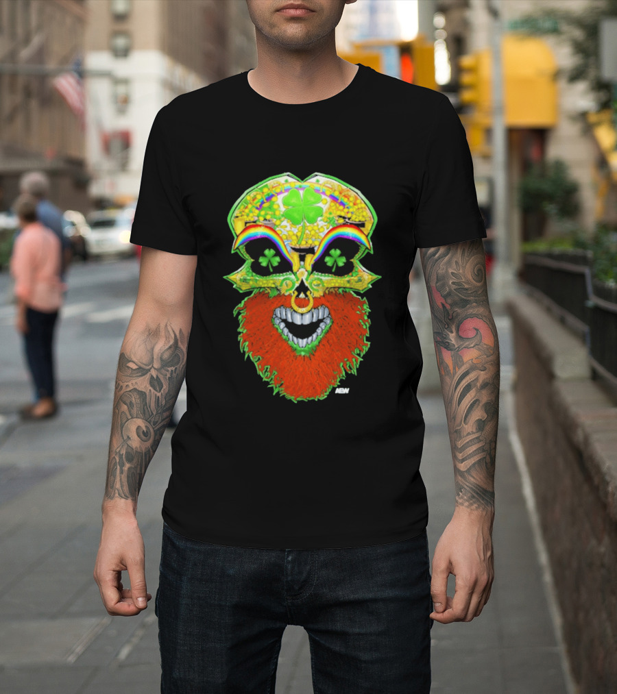 Tommaso Ciampa Lucky Psycho AEW Skull Four Leaf Clover Rainbow T-Shirt