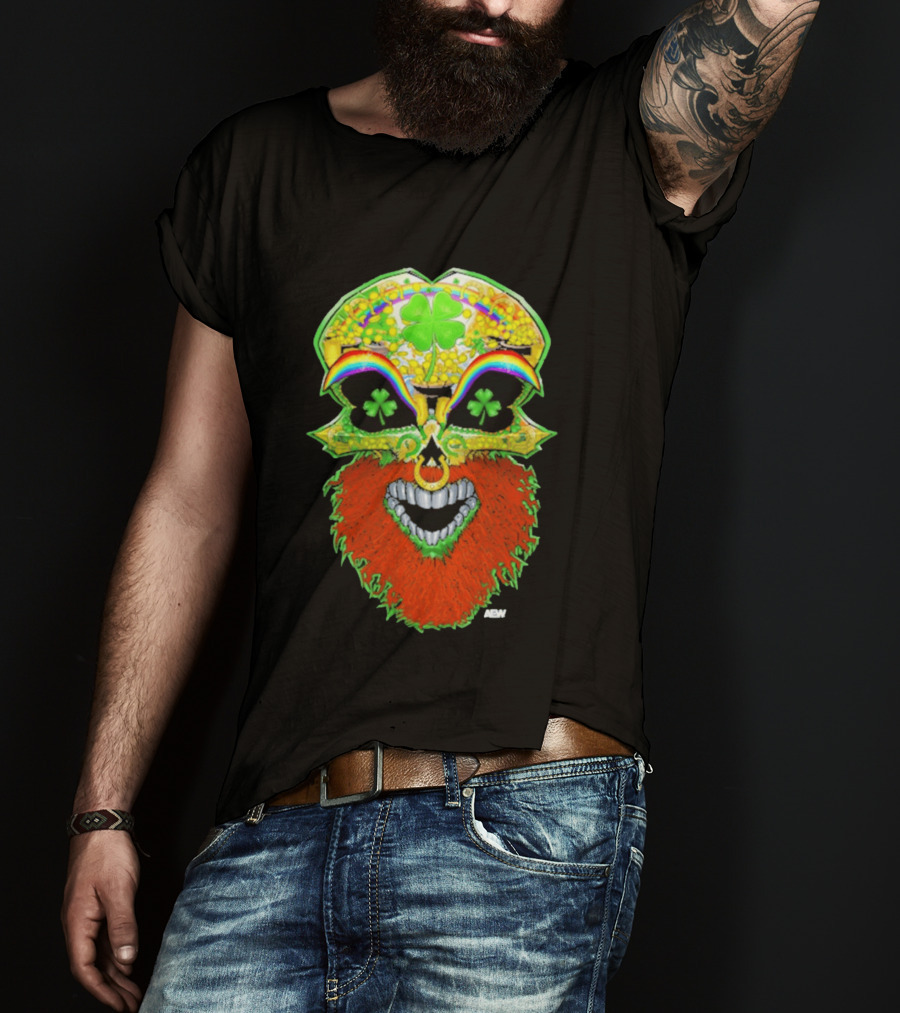 Tommaso Ciampa Lucky Psycho AEW Skull Four Leaf Clover Rainbow T-Shirt