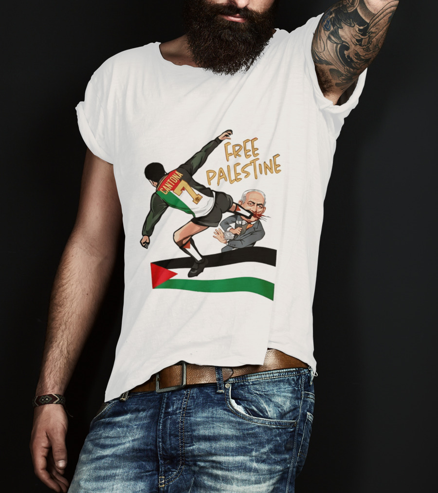 Cantona Number 7 Free Palestine Kick Advocate T-Shirt