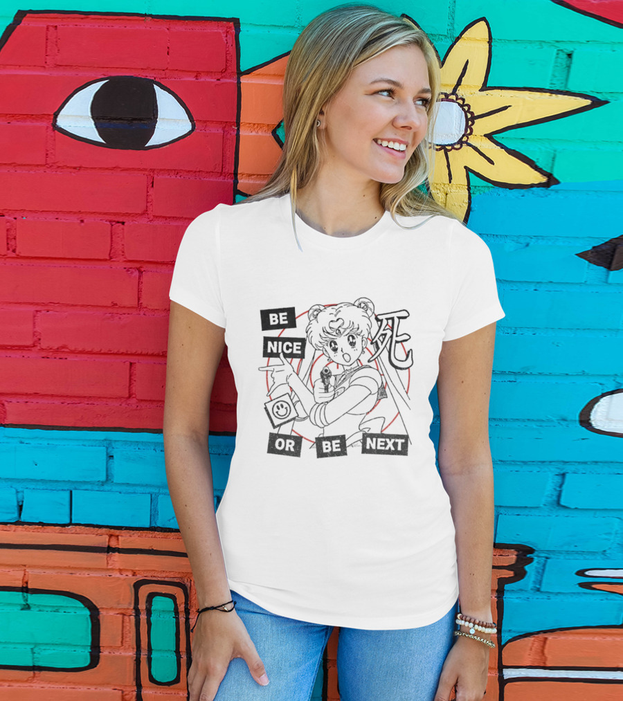 Be Nice Or Be Next Anime Girl With Gun And Red Target T-Shirt
