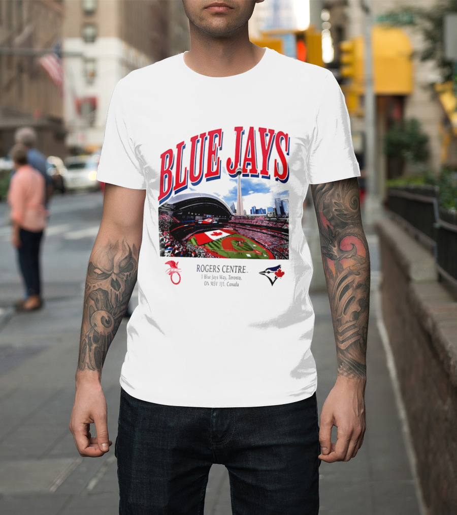 Blue Jays Rogers Centre Toronto Skyline CN Tower Baseball Stadium Canada T-Shirt