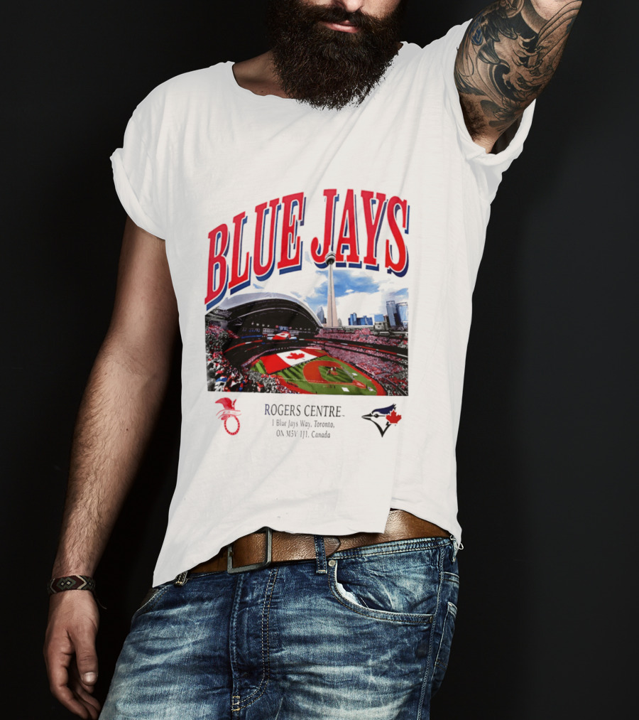 Blue Jays Rogers Centre Toronto Skyline CN Tower Baseball Stadium Canada T-Shirt