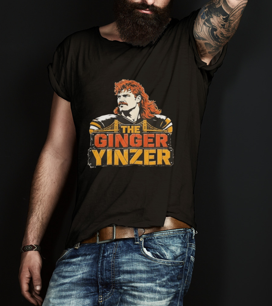 The Ginger Yinzer Pittsburgh Steel City Sports Icon With Red Hair And Mustache T-Shirt