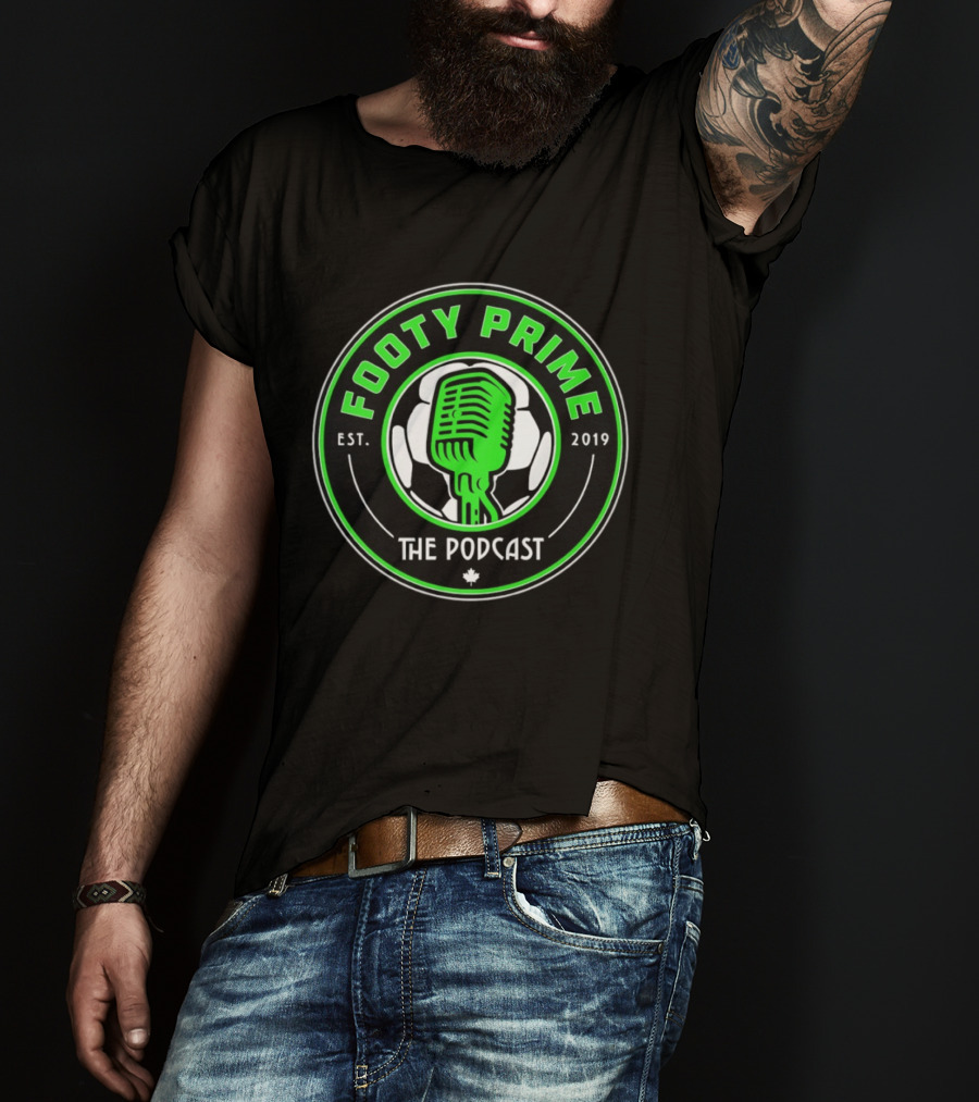 Footy Prime Podcast Est 2019 Soccer Microphone T-Shirt