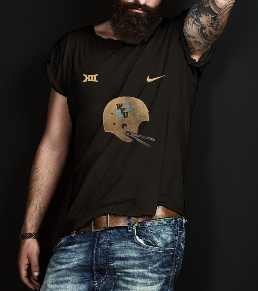 West Virginia Mountaineers 1965 Throwback WVU Helmet Nike Big XII T-Shirt