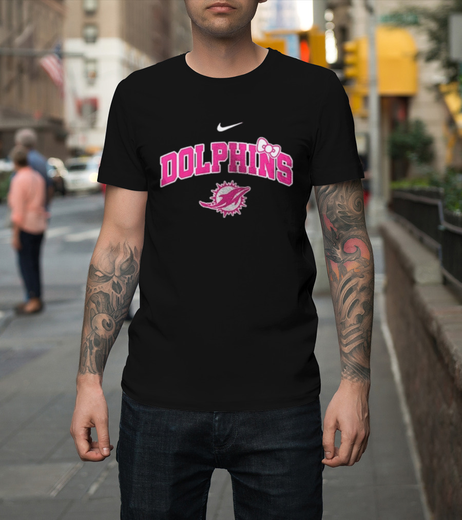 Miami Dolphins X Hello Kitty Her Fight Is Our Fight Pink Out T-Shirt