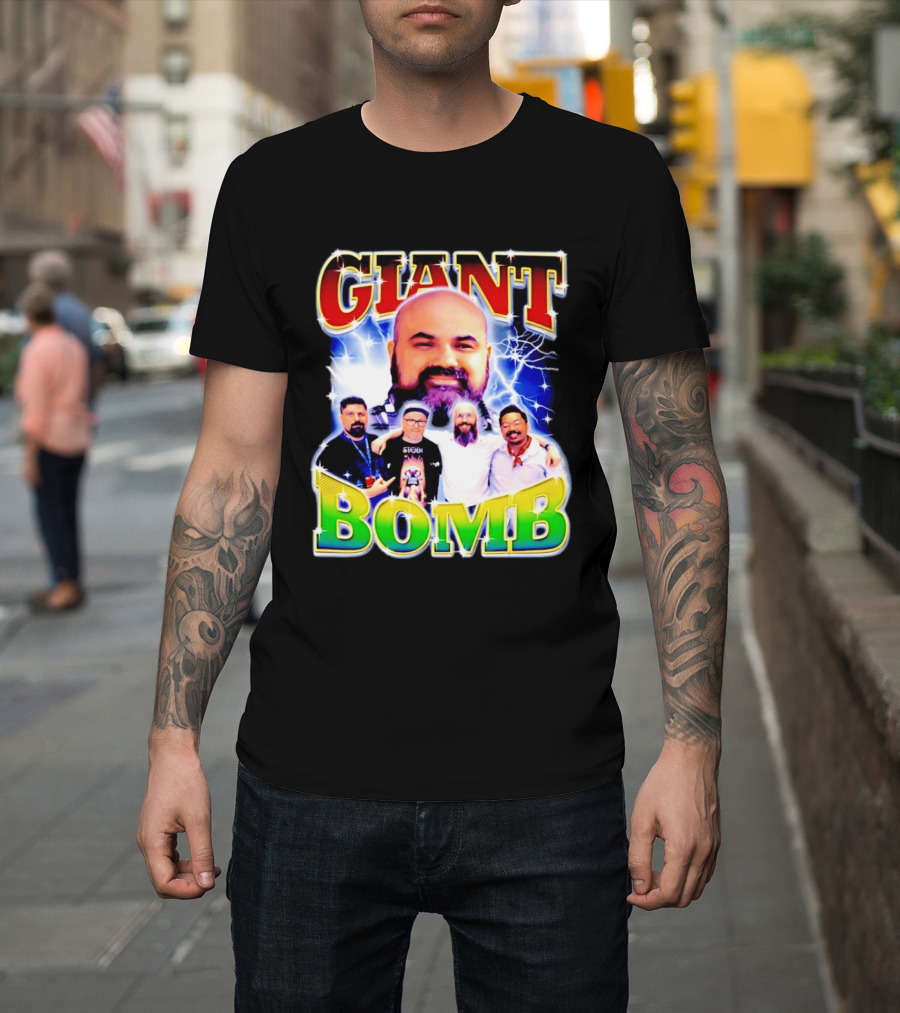 Giant Bomb Crew With Lightning Background 2026 T-Shirt
