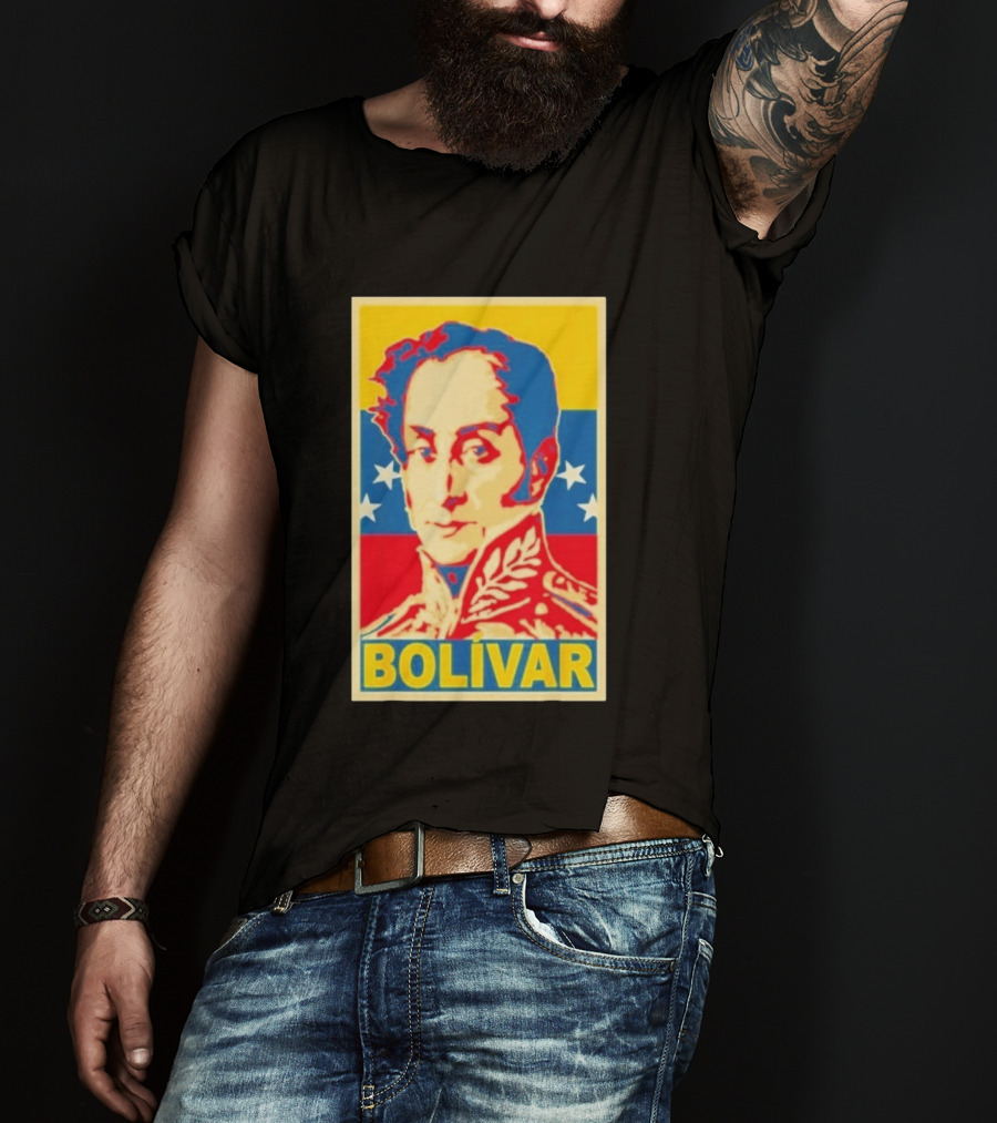 Bolivar Portrait Venezuelan Flag Colors Stars T-Shirt