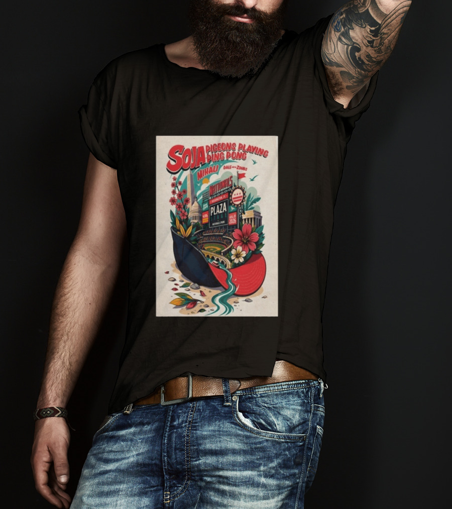 SOJA Pigeons Playing Ping Pong Nationals Park Plaza Stage Washington DC August 1 2026 T-Shirt